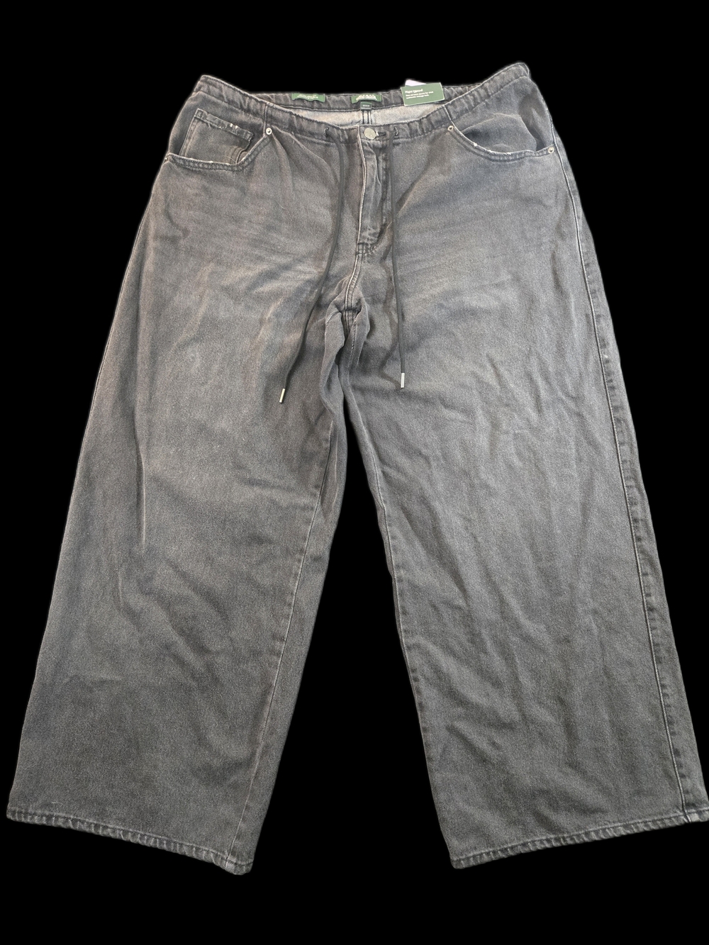 wild fable Black Washed Wide-Leg Drawstring Jeans